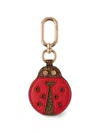 Borbonese Ladybug Leather Keyring In Neutral