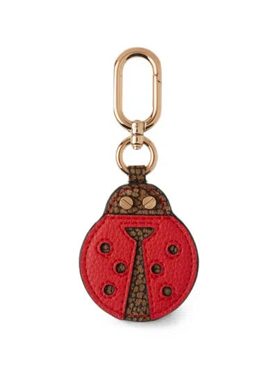 Borbonese Ladybug Leather Keyring In Neutral