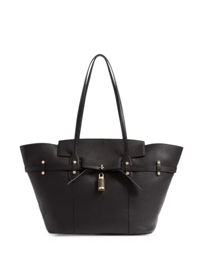 Borbonese Large Premiere Pebbled Padlock-detail Tote Bag In Brown