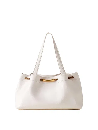 Borbonese Large Wire Shopper In Leather In White