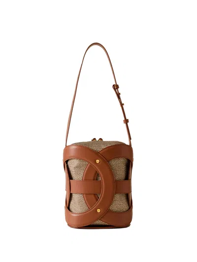 Borbonese Leather And Fabric Bucket Bag