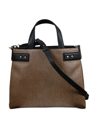 Borbonese Leather Shoulder Bag In Beige