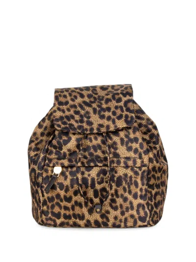 Borbonese Leopard-print Drawstring Backpack In Neutrals