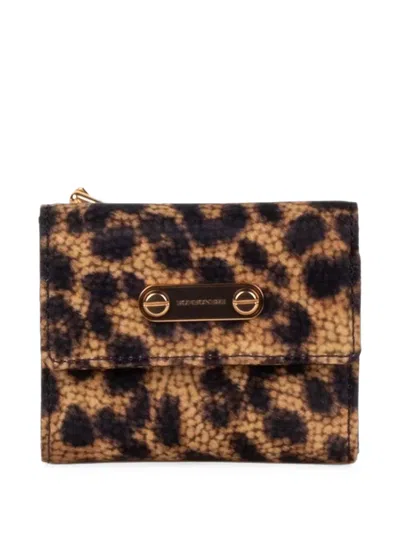 Borbonese Leopard-print Logo-plaque Wallet In Brown