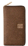 Borbonese Pebbled Leather Zip-around Wallet In Brown