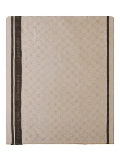 Borbonese Logo-monogram Scarf In Gray