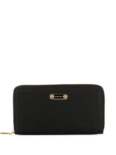 Borbonese Logo-plaque Zip-around Wallet In Black