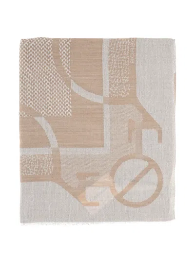 Borbonese Logo-print Fringed Scarf In Brown