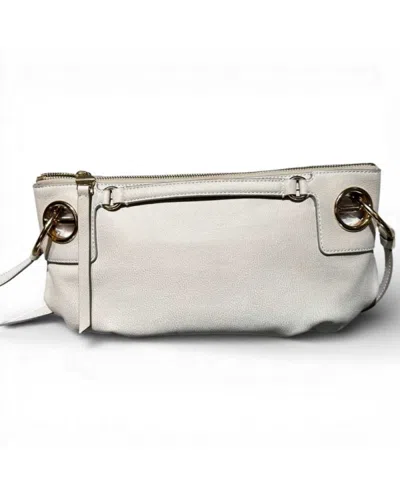 Borbonese London Cross Over S Bag.  Vitello Nabuk White Cotton - 91010264-0197-927