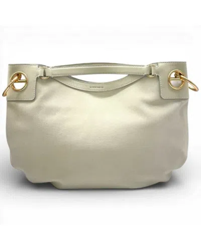 Borbonese London M. Bag With Shoulder Strap  Vitello Nabuk White Cotton - 91010262-0197-927