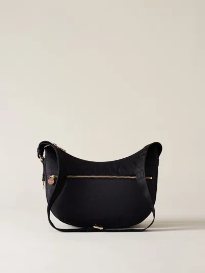 Borbonese Luna Small Shoulder Bag In Y66 Dark Black