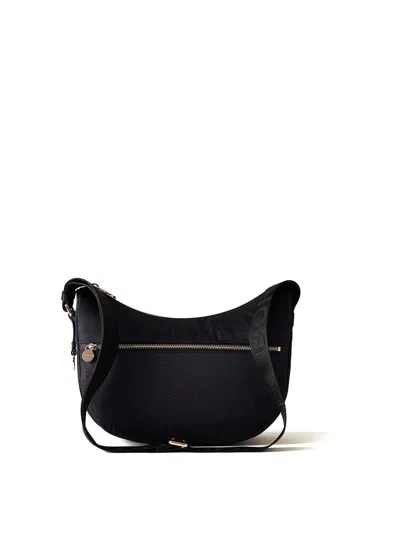 Borbonese Luna Hobo Small Shoulder Bag In Black