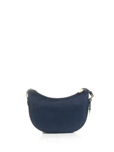 Borbonese Luna Mini Shoulder Bag In Op Fabric In Blu