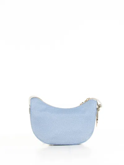 Borbonese Luna Mini Shoulder Bag In Op Fabric In Topazio/grigio Chiaro
