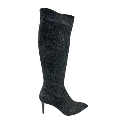 Borbonese Marrone Leather Women Boot In Black