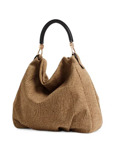 Borbonese Medium Bice Eye-of-the-partridge Print Shoulder Bag In Brown