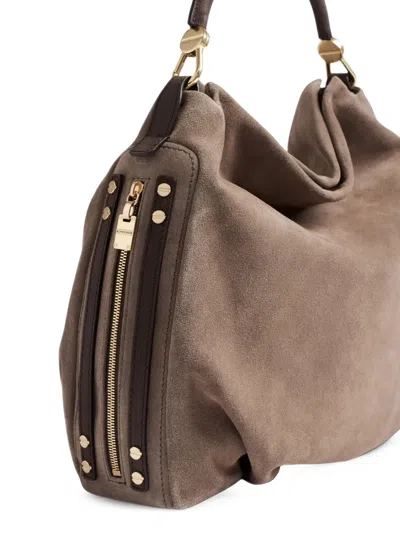 Borbonese Medium Bice Suede Shoulder Bag In Brown