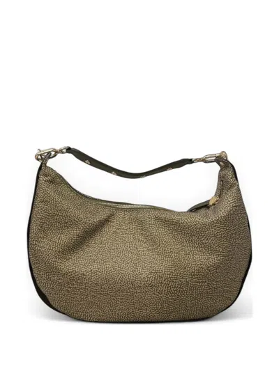 Borbonese Medium Frame Dotted Hobo Shoulder Bag In Green