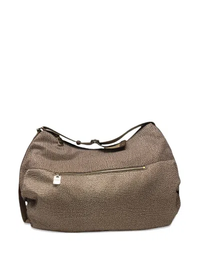 Borbonese Medium Luna Printed Shoulder Bag In Brown