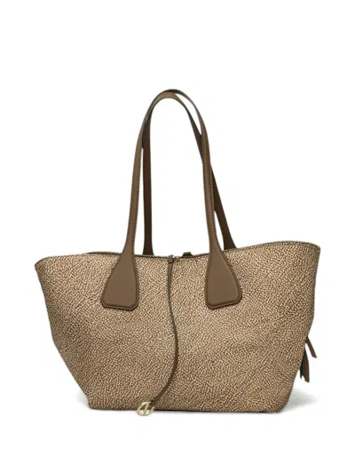 Borbonese Medium Printed Shoulder Bag In Brown