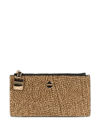 Borbonese Medium Top-zip Card Wallet In Brown