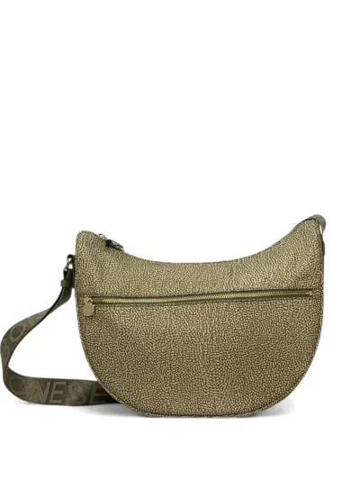 Borbonese Middle Luna Printed Shoulder Bag In Green