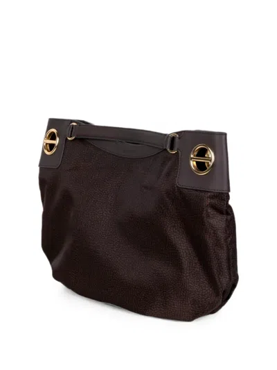 Borbonese Mini London Leather-trim Clutch Bag In Brown