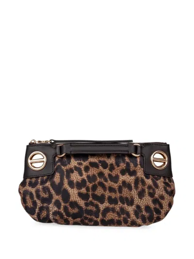 Borbonese Mini London Leopard-print Clutch Bag In Brown