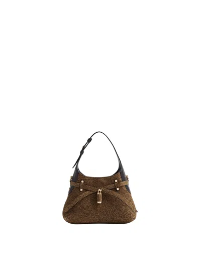 Borbonese Mini Suede Hobo Bag In Brown