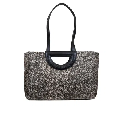Borbonese Natural Black Op Bag In Op Naturale/nero