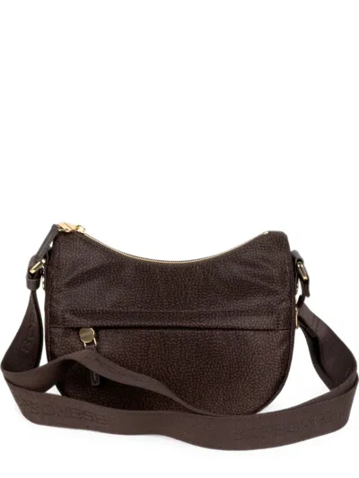 Borbonese Op Occhio Di Pernice Shoulder Bag In Brown