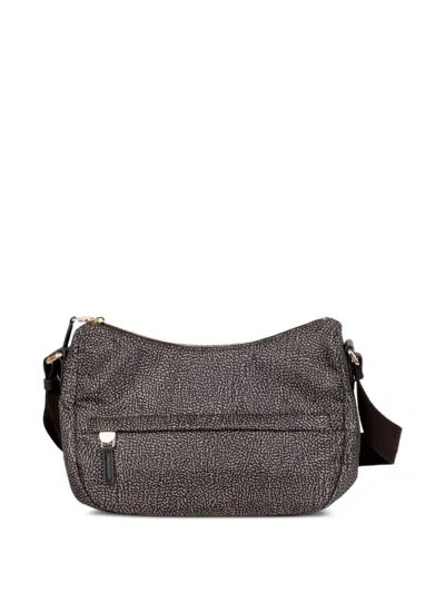 Borbonese Op Occhio Di Pernice Shoulder Bag In Gray