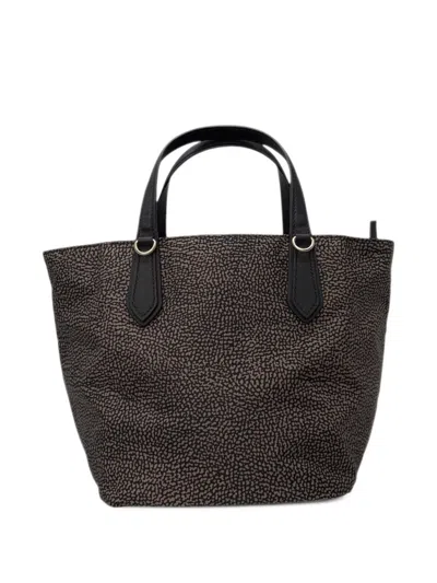 Borbonese O.p. Print Tote Bag In Brown