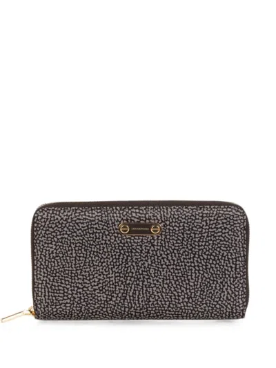 Borbonese O.p. Wrap-around Zip Wallet In Gray