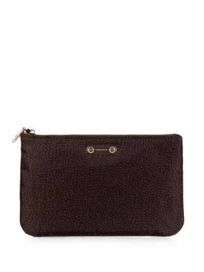 Borbonese Op-print Logo-plaque Pouch In Brown