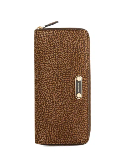 Borbonese Opthprint Zip-around Wallet In Brown
