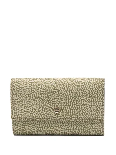 Borbonese Patterned Wallet In Green