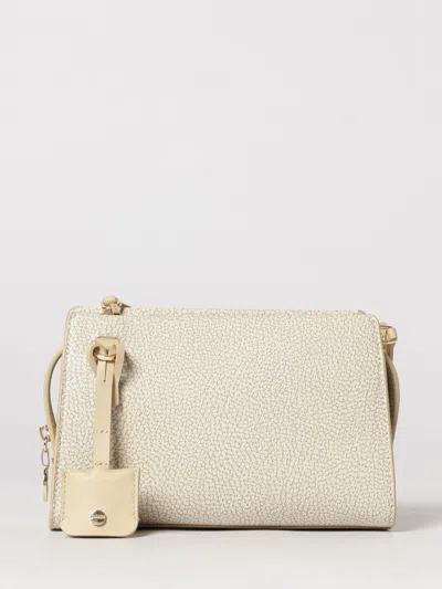 Borbonese Polka Dot Mini Crossbody Bag In Recycled Nylon With Charm In Sand