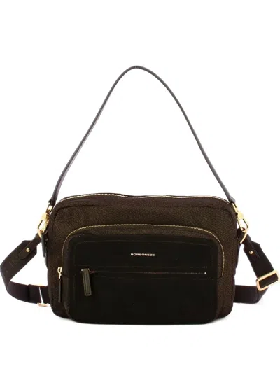 Borbonese Printed Panelled Shoulder Bag In Blue