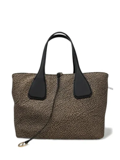 Borbonese Printed Shoulder Bag In Black