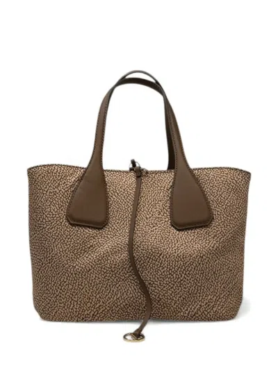 Borbonese Printed Shoulder Bag In Brown