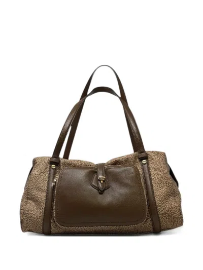 Borbonese Printed Shoulder Bag In Brown