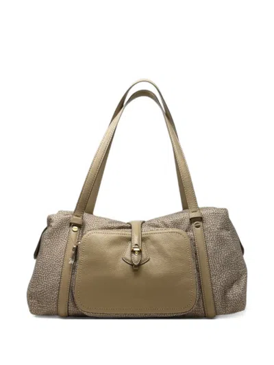 Borbonese Printed Shoulder Bag In Green