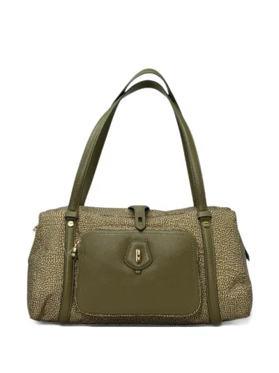 Borbonese Printed Shoulder Bag In Green