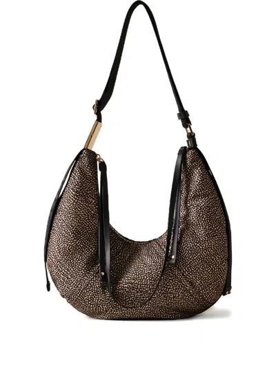 Borbonese Printed Shoulder Bag In Brown