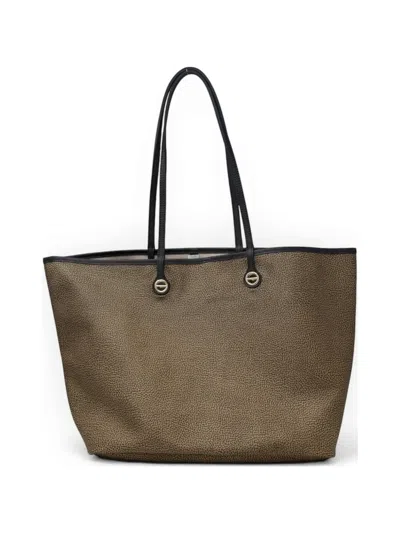 Borbonese Printed Top Handle Shoulder Bag In Brown