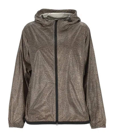 Borbonese Printed Zip Hooded Jacket In Black
