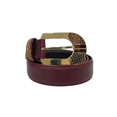 Borbonese Red Leather Women Women's Belt In Multi