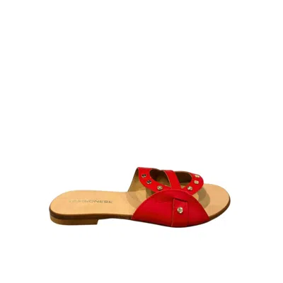 Borbonese Red Leather Women Women's Sandal