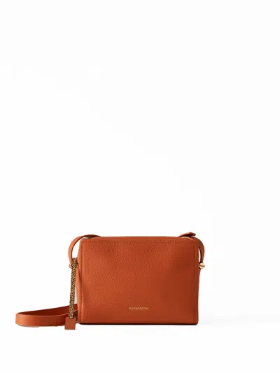 Borbonese Shoulder Bag In Arancio/op Naturale